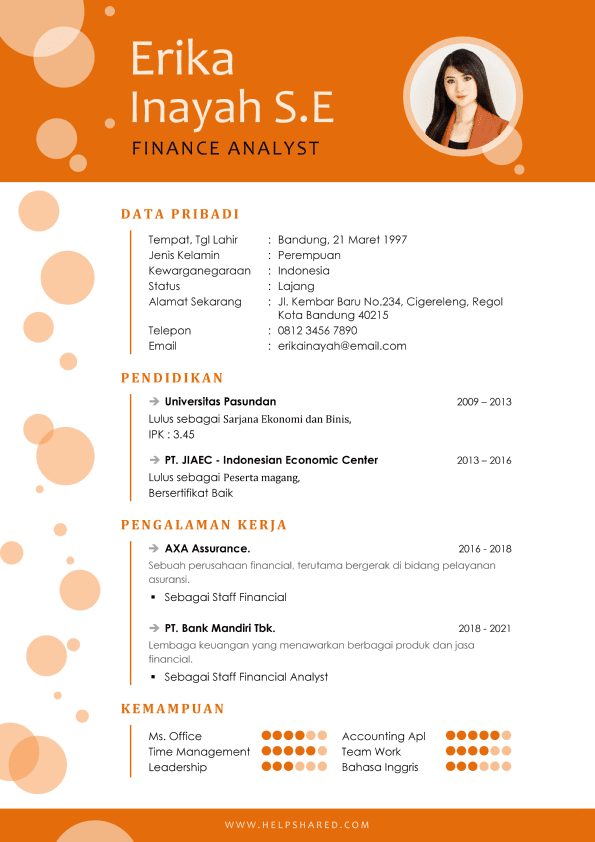 contoh cv unik elegan