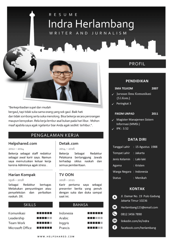 contoh cv modern keren