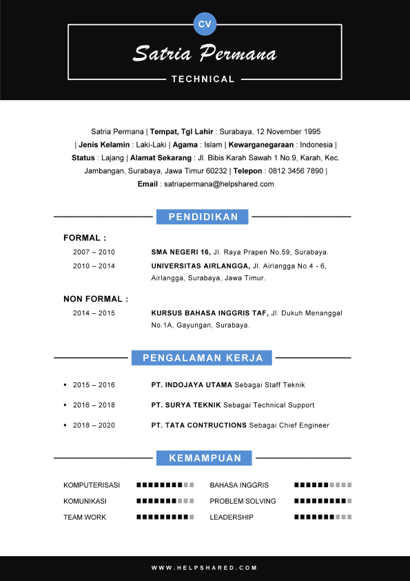 contoh cv simpel bagus