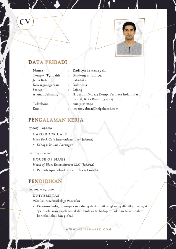 contoh cv simpel dan kreatif