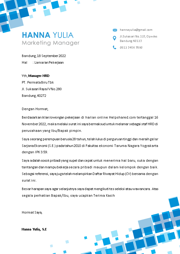 surat lamaran kerja