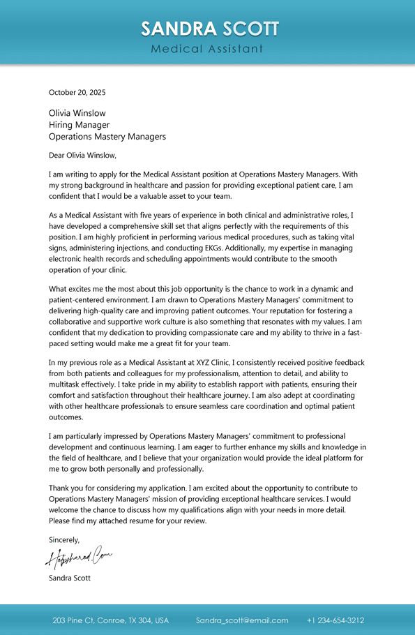 Medical Assistant Cover Letter Medical Assistant cover letter