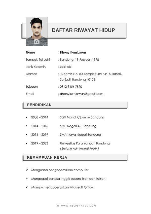 daftar-riwayat-hidup-12 daftar riwayat hidup formal