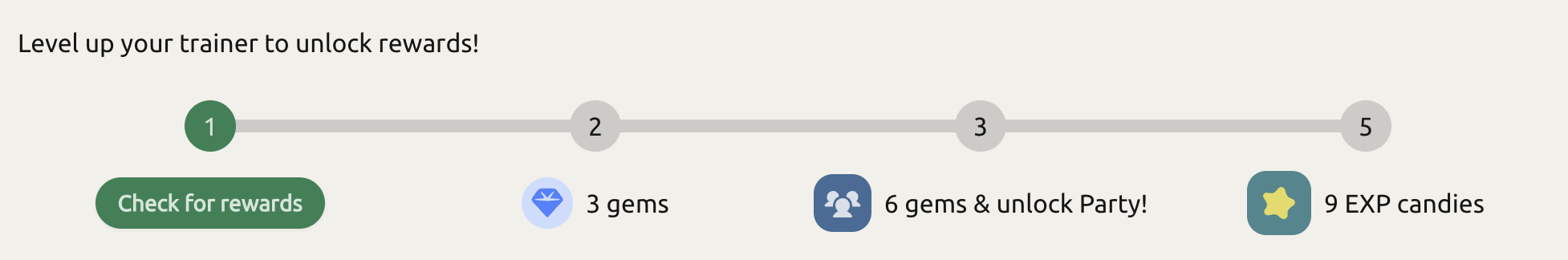 Level up Your Trainer to Unlock Rewards
