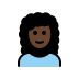Frau mit lockigem Haar: dunkle Hautfarbe OpenMoji emoji