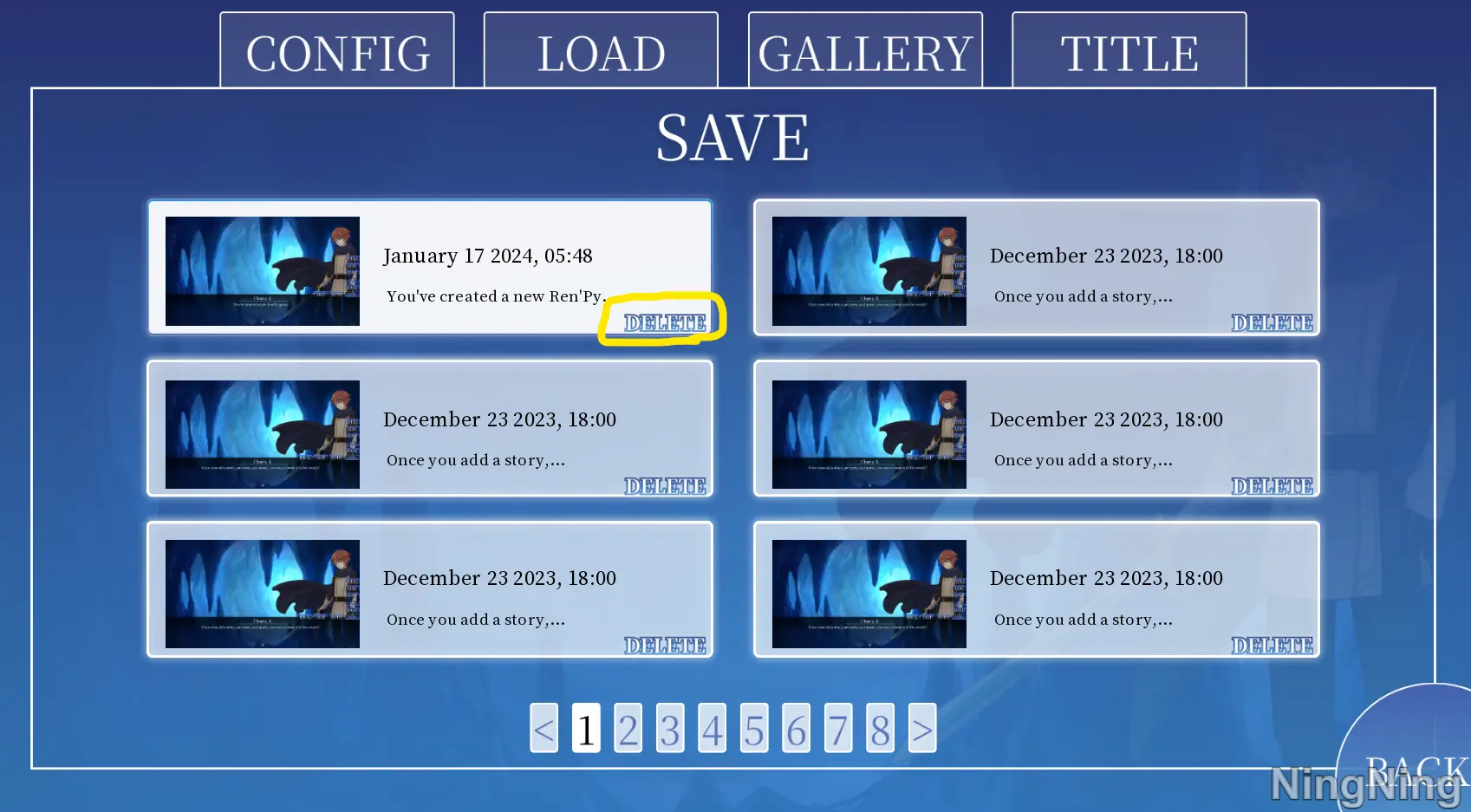 讓玩家刪除存檔 【Renpy教學】