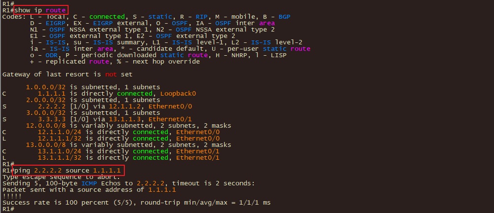 R1直连和静态路由