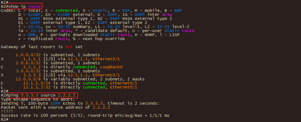 R2直连和静态路由