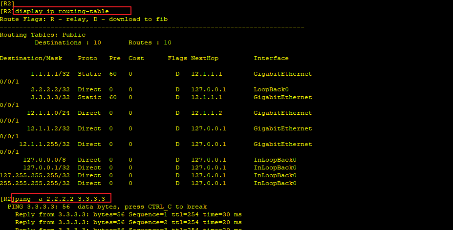R2直连和静态路由
