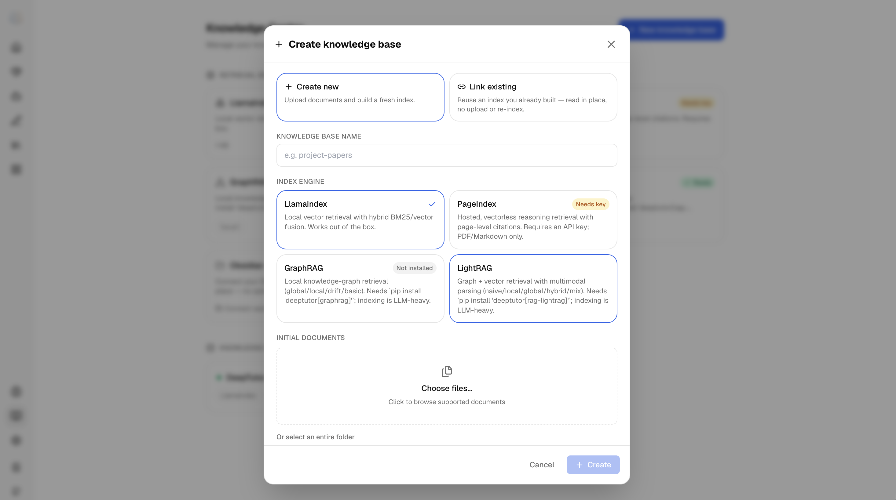 Create a knowledge base