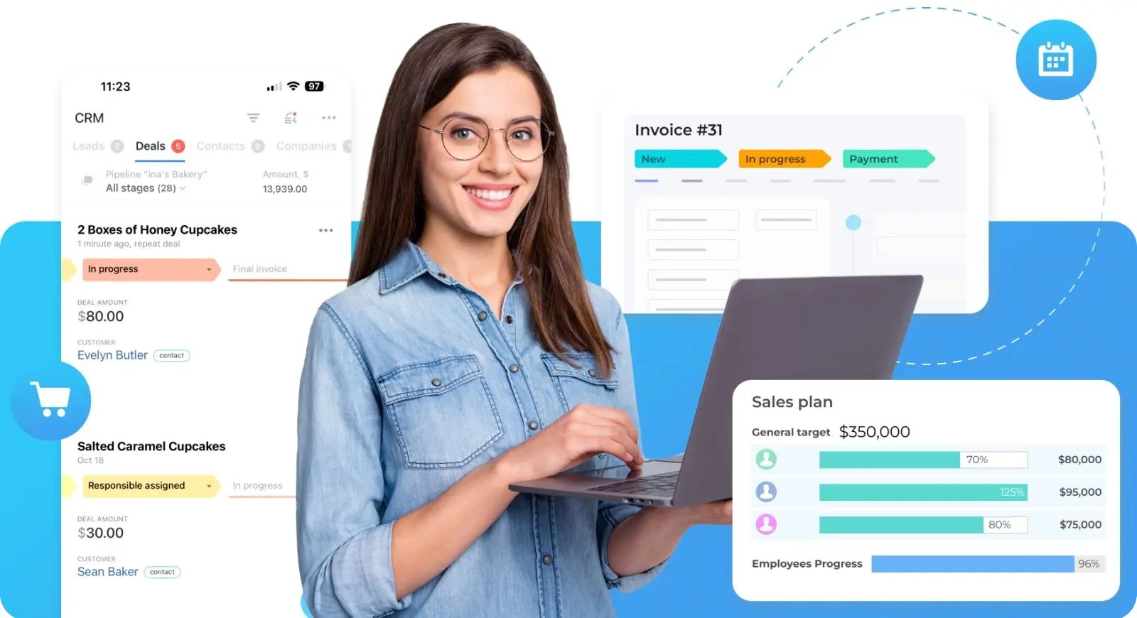 Bitrix24 CRM 與銷售工作情境示意畫面