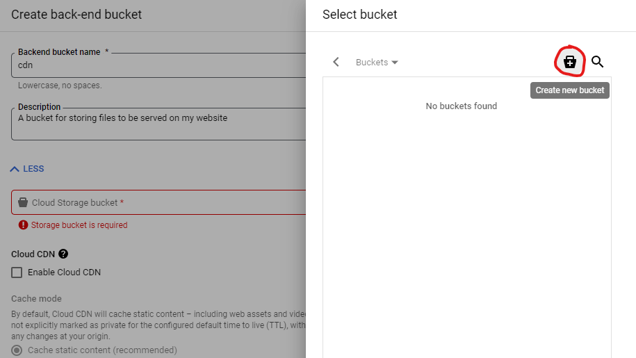 Assigning a Backend Bucket for Load Balancing