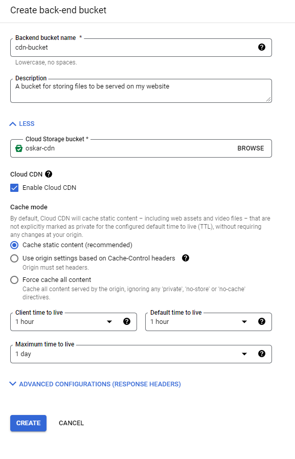 Load Balancer Backend Settings