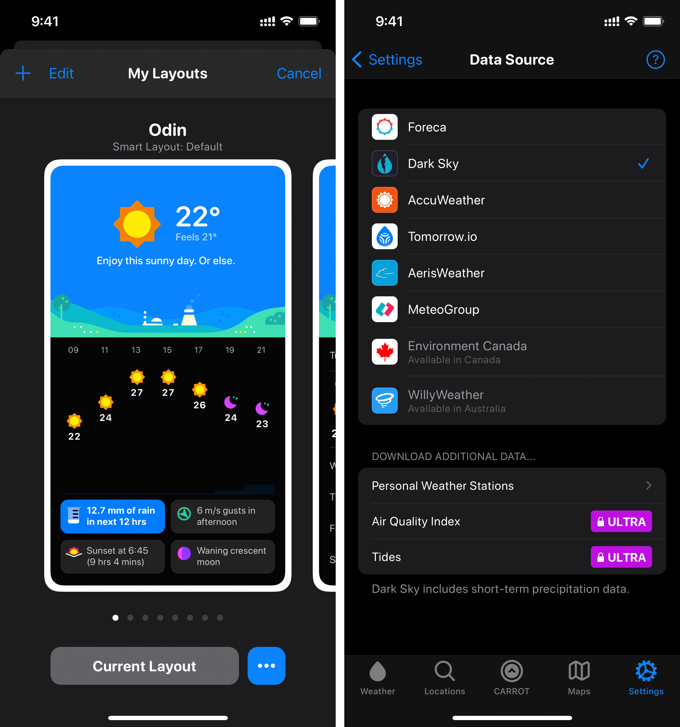 carrot weather app store