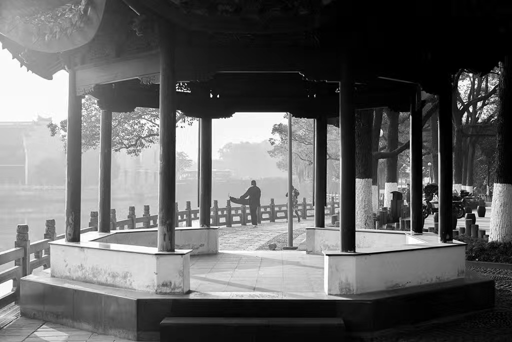 清晨的月湖公园