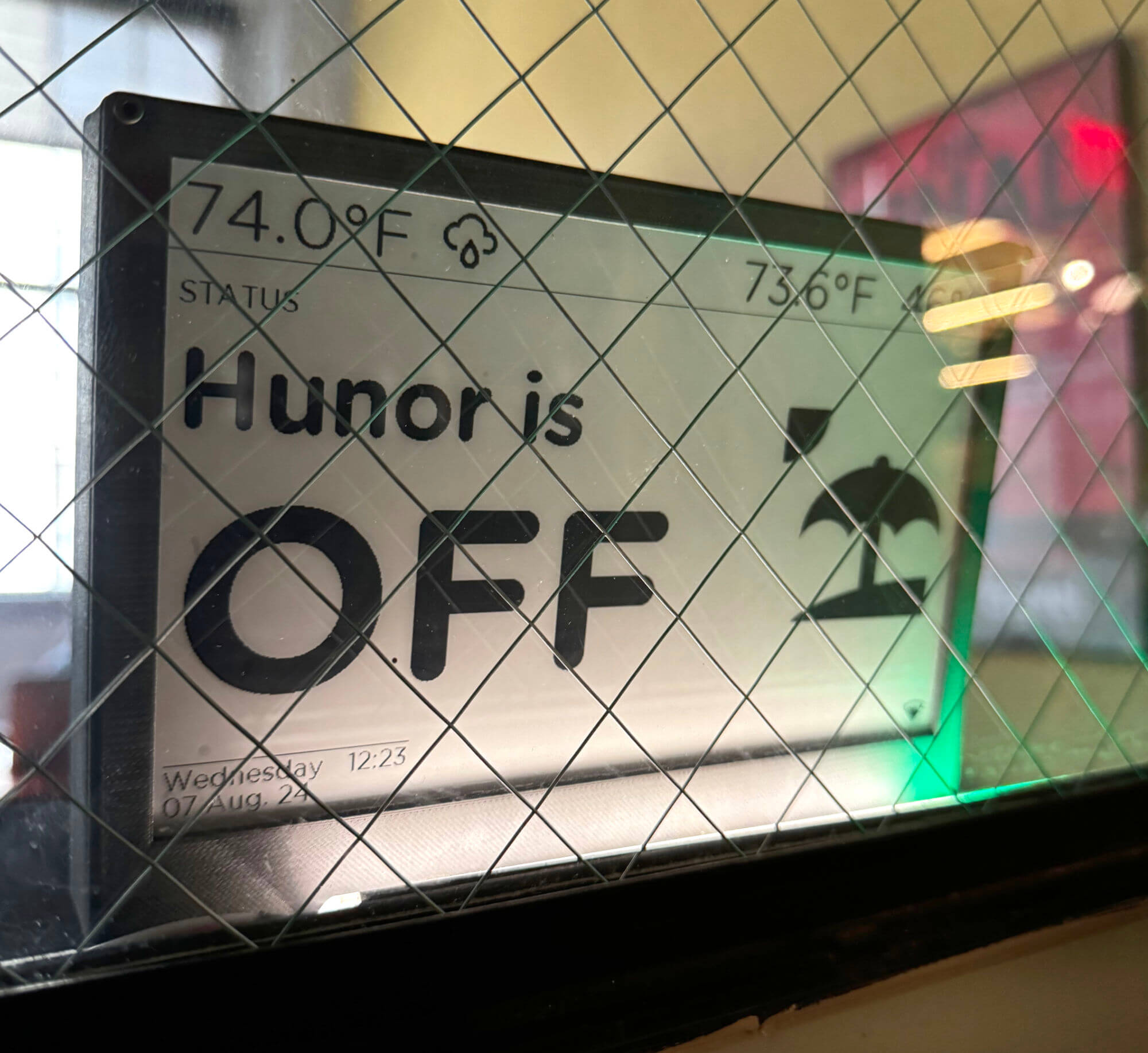 Office eInk Screen from an office window