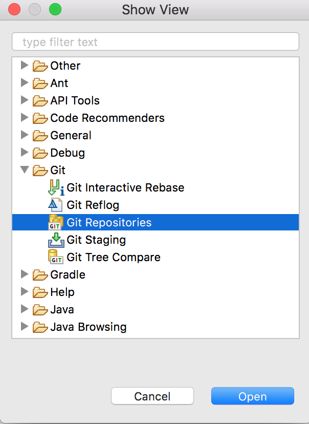 Eclipse Git Show View