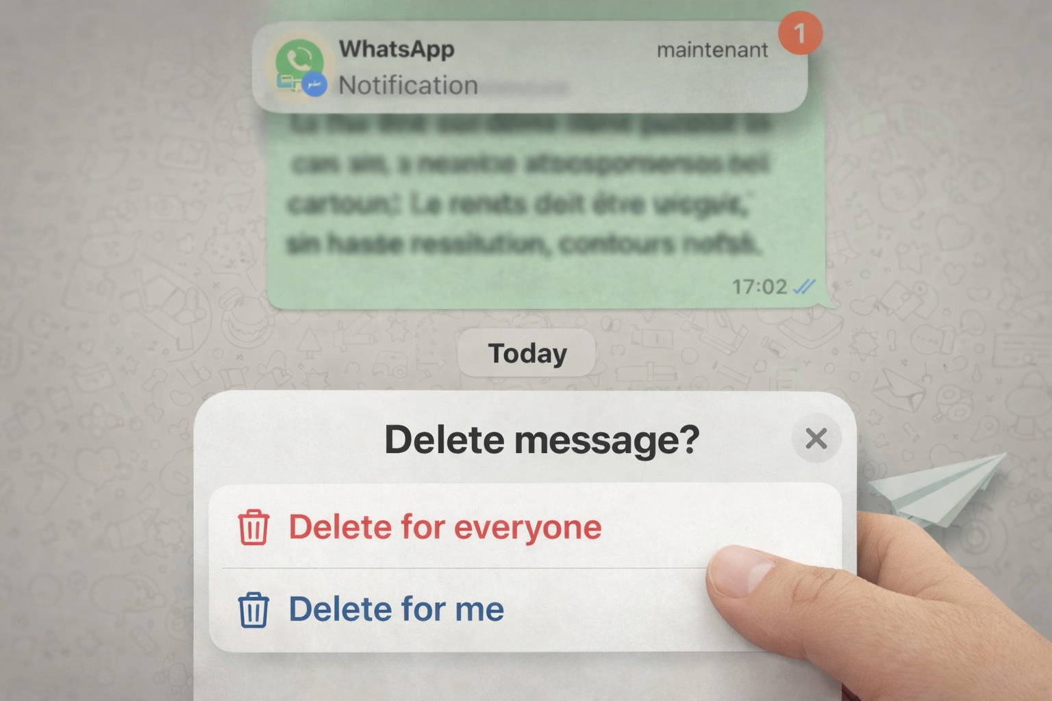 WhatsApp delete message options