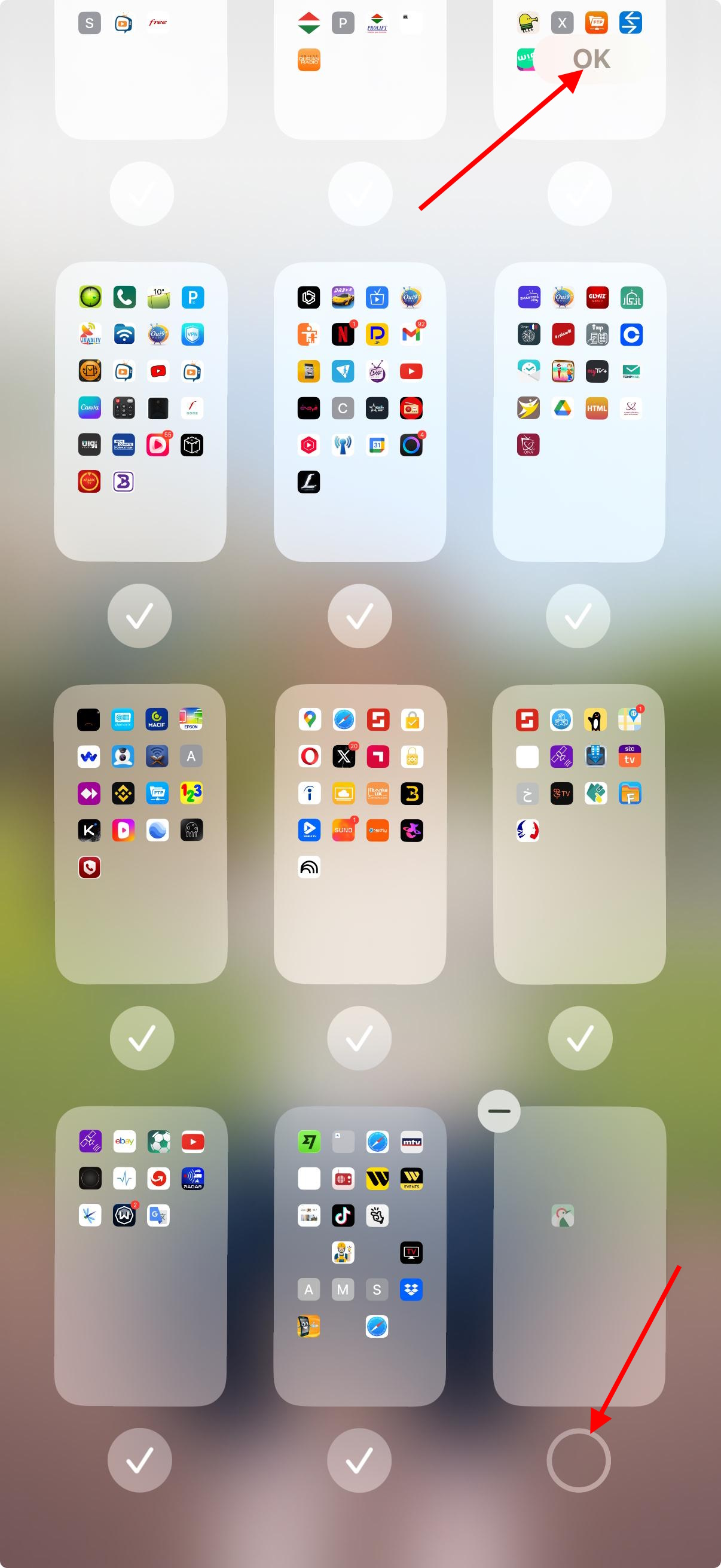 Home screen page selector on iPhone