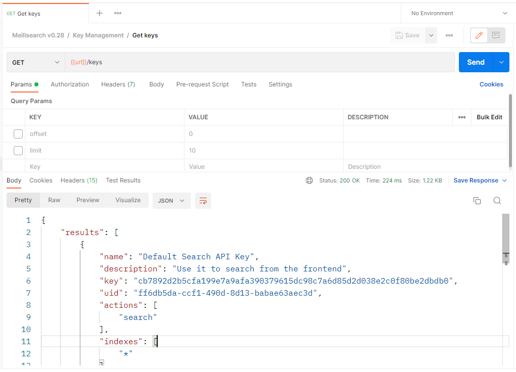 Default Search API Key