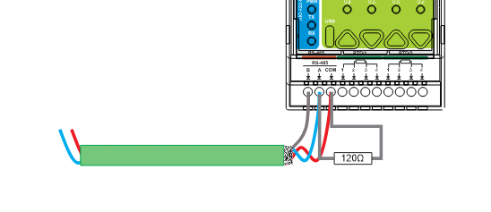 AIO-422-R1 RS-485 A/B/COM wiring reference