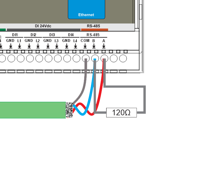 RS-485 wiring example with 120 ohm termination