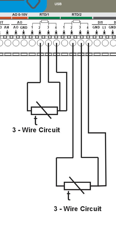 RTD wiring example: 3-wire circuit