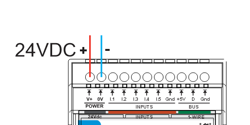 WLD-521-R1 24 V DC power wiring to V+ and 0V
