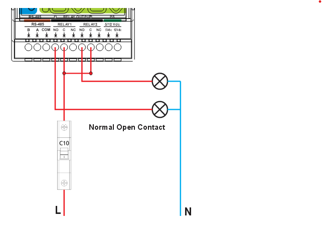 WLD relay NO NC COM wiring