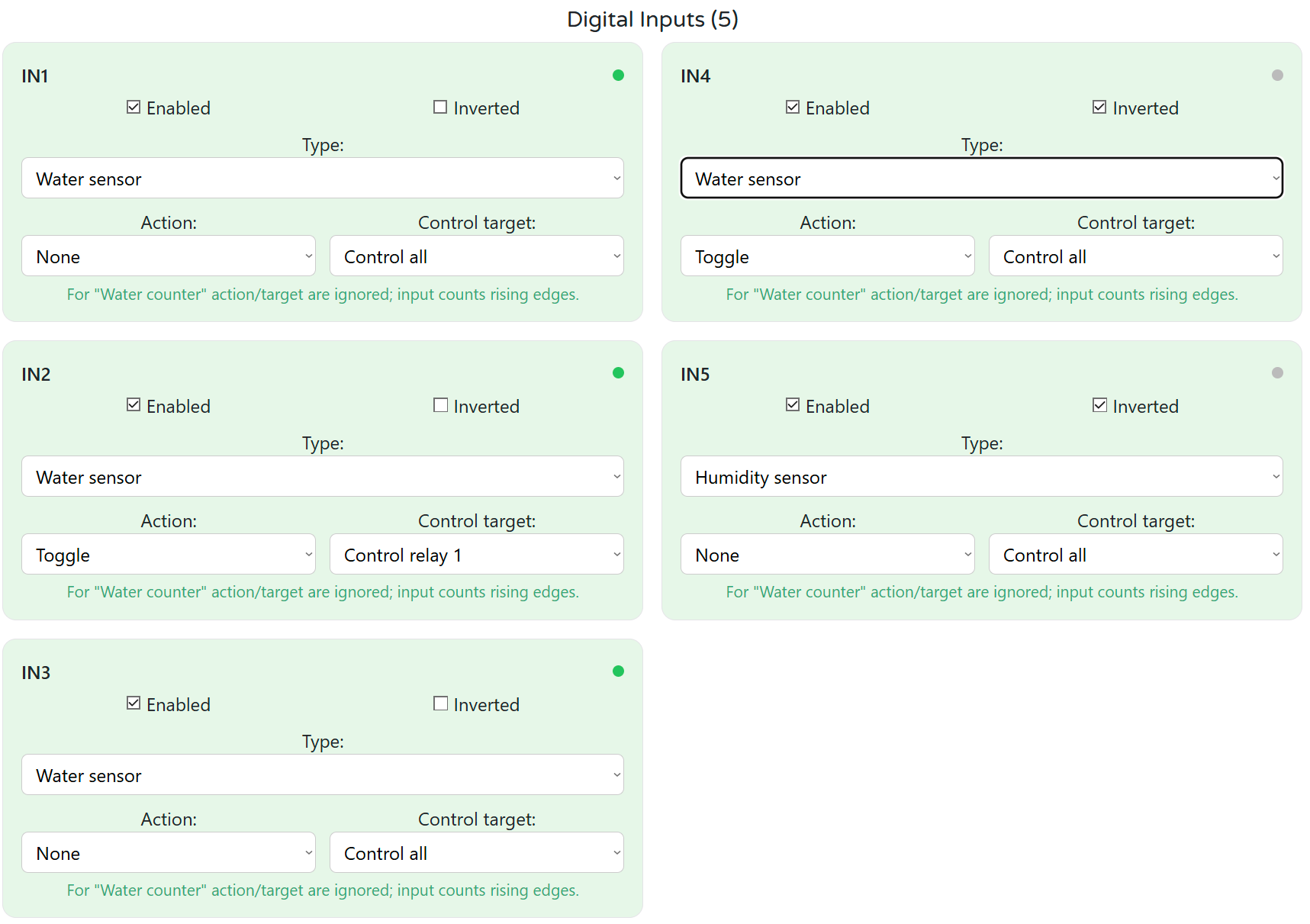 WLD WebConfig digital inputs