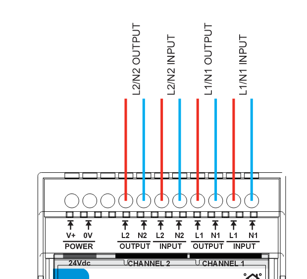 AC load wiring for DIM-420-R1 dimming channels