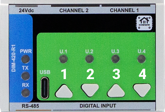 Digital inputs wiring for DIM-420-R1