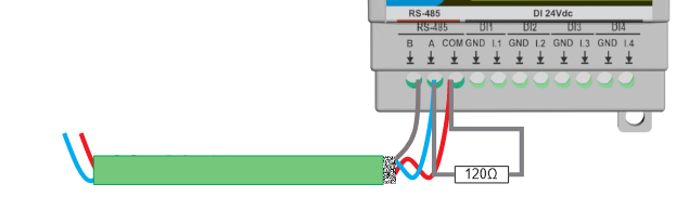 RS-485 wiring example: bus connection (A/B/COM)