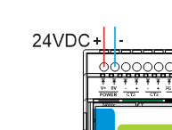 ENM-223-R1 24 V DC power wiring to V+ and 0V