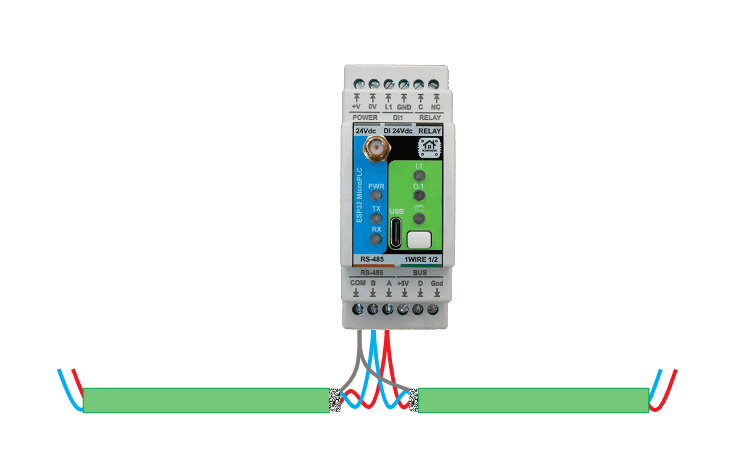 RS-485 wiring example: bus connection (A/B/COM)