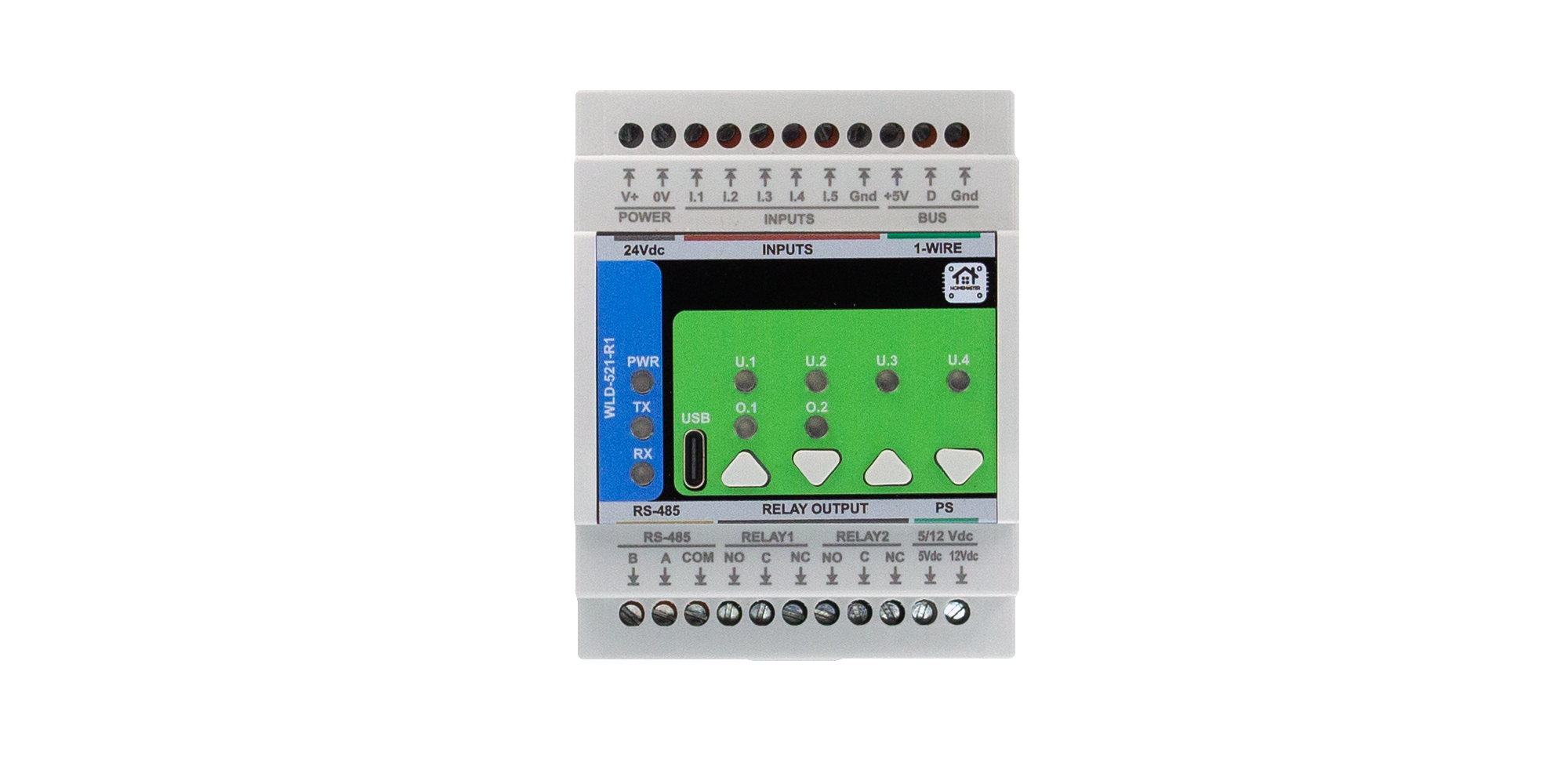 HomeMaster WLD-521-R1 DIN-rail water leak and metering module