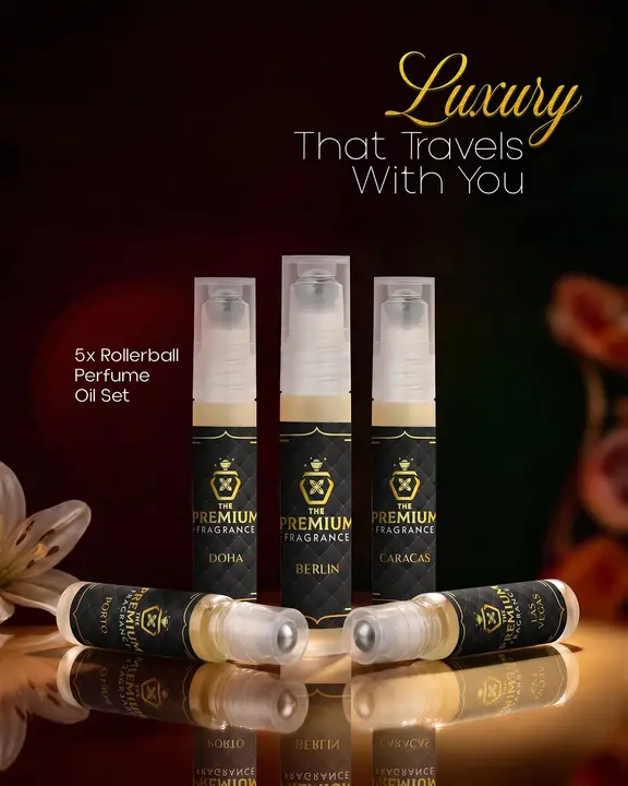 Luxury that fits in your pocket. Discover your perfect scent with our 5x Rollerball Perfume Oil