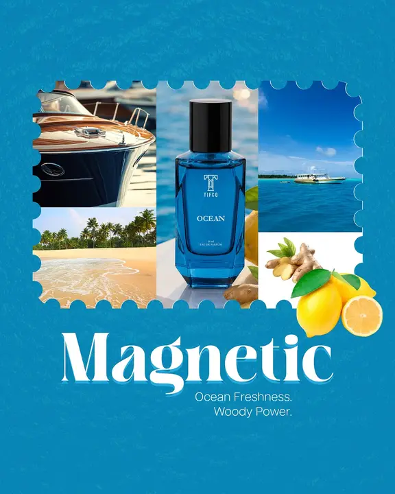 Dive into the magnetic freshness of TIFCO Ocean a refreshing blend of vibrant citrus, warm ginge