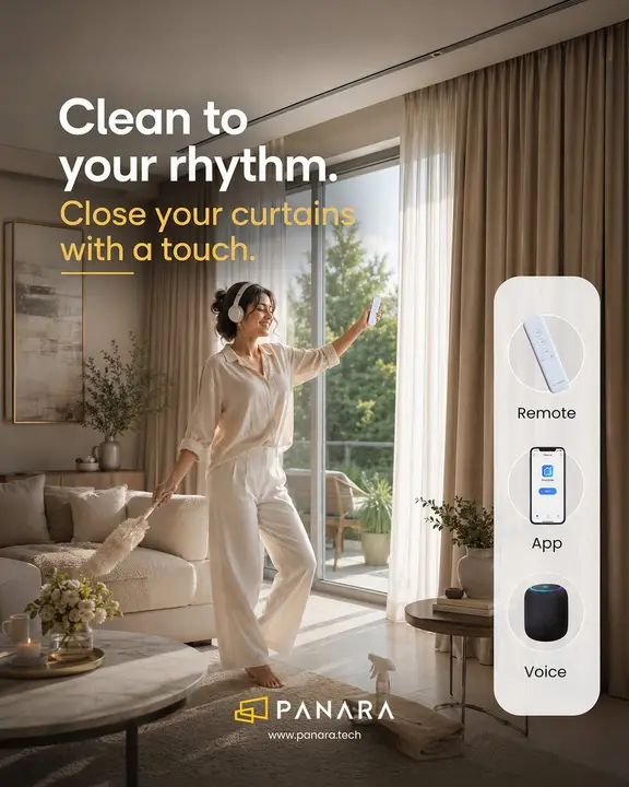 Cleaning mode on, curtains closed—without breaking your rhythm. ✨.Control your curtains effortle