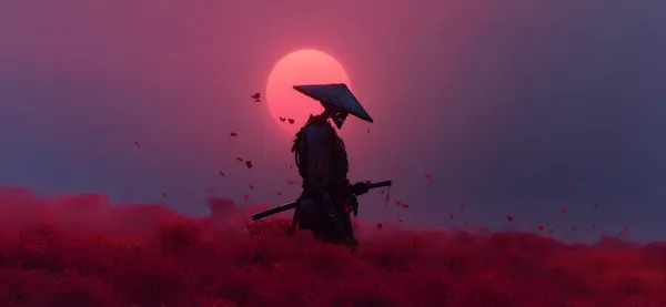 Samurai in Crimson Landscape