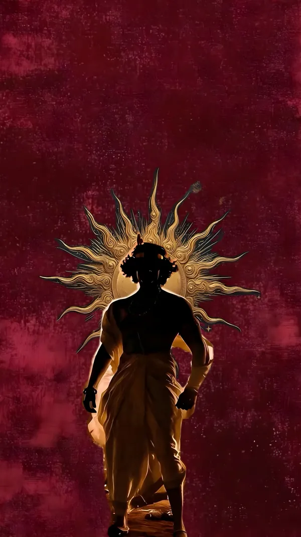 Divine Figure with Solar Halo Wallpaper