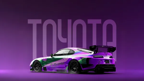 Toyota Supra Wallpaper - Purple and Green Racing Car