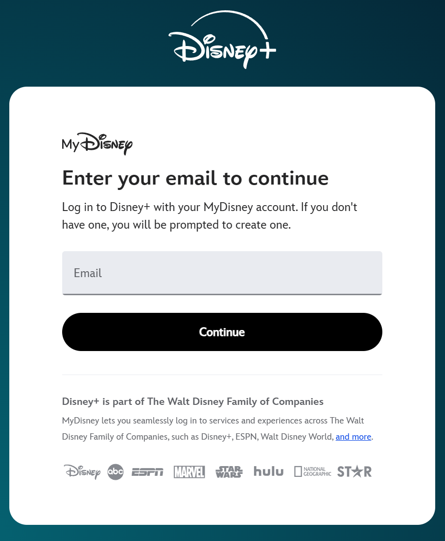 输入邮箱注册Disney+