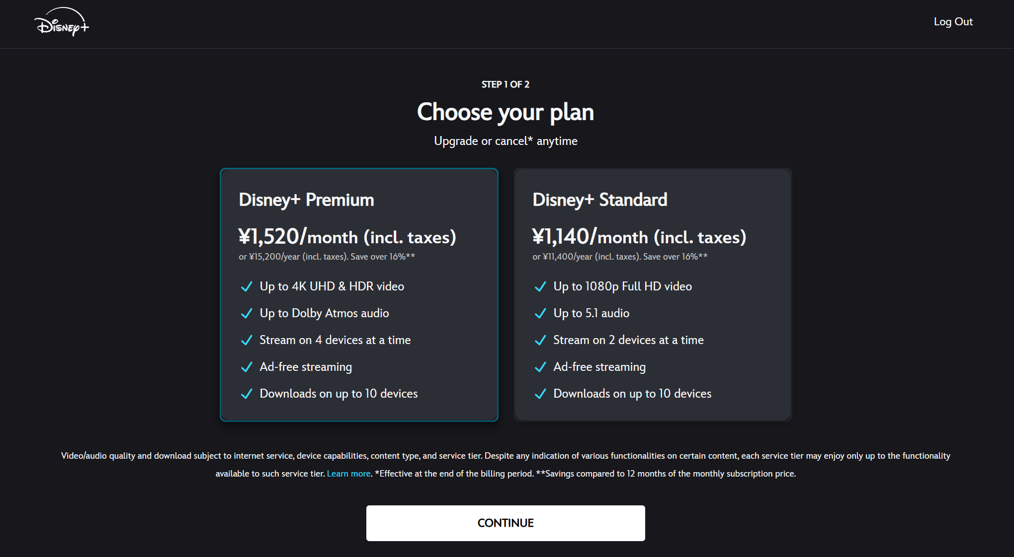 选择Disney+订阅套餐