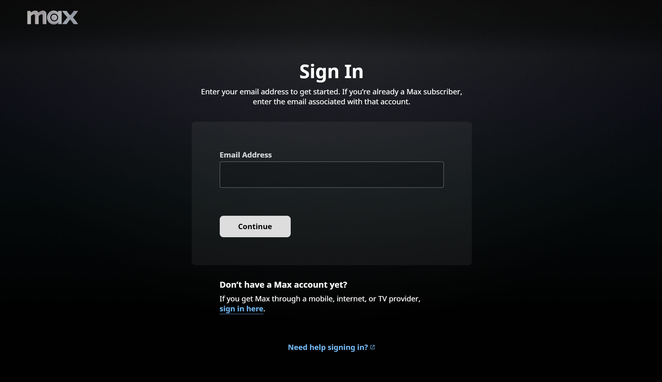 输入邮箱注册HBO Max