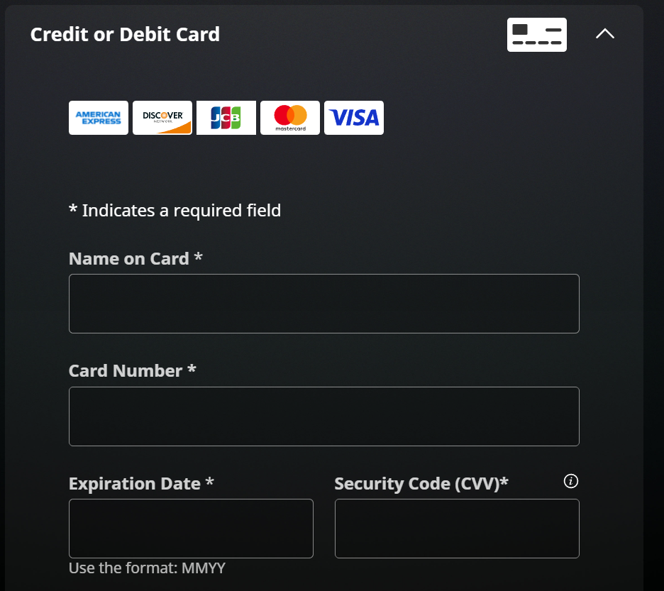 填写HBO Max支付信息