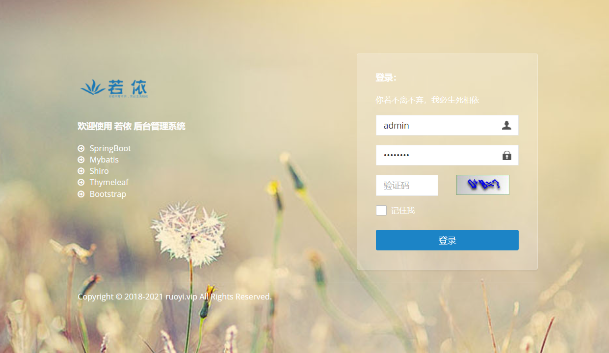 若依后台登录界面