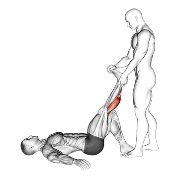Assisted Lying Calves Stretch