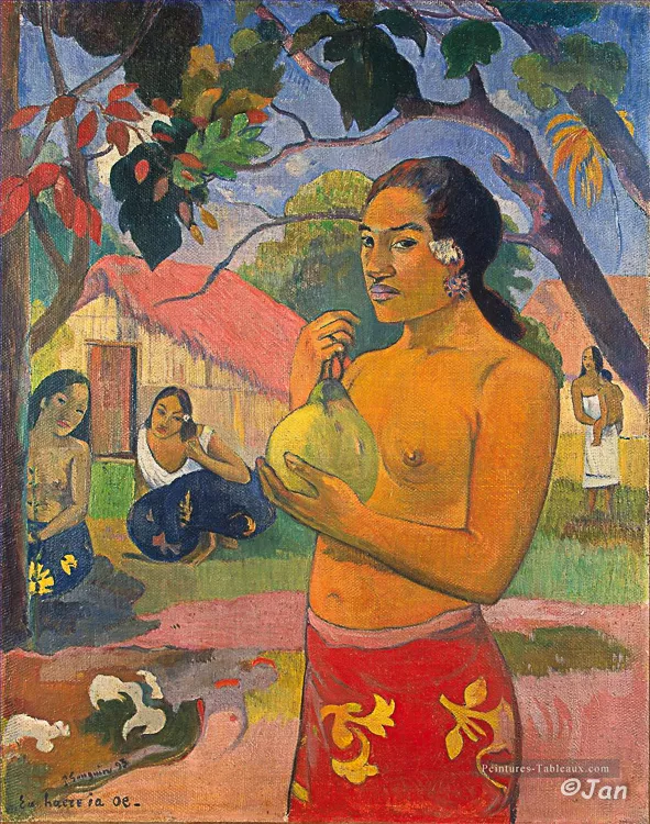 5-Eu-haere-ia-oe-Woman-Holding-a-Fruit-Post-Impressionism-Primitivism-Paul-Gauguinhermitage