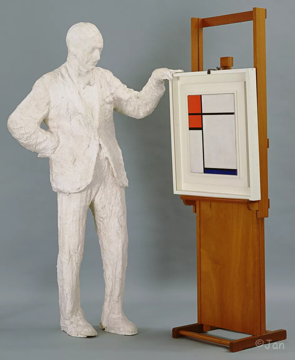 Portrait of sidney janis with mondrian painting(1967)george segal